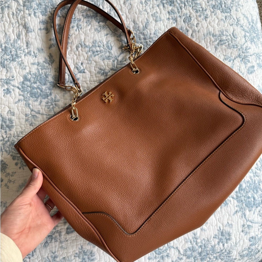 Tory Burch Brown Structured Leather Tote